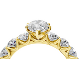Yellow gold Marquise Diamond Prong Setting with Side Stones on a Pave Band_133