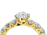 Yellow gold Marquise Diamond Prong Setting with Side Stones on a Pave Band_134