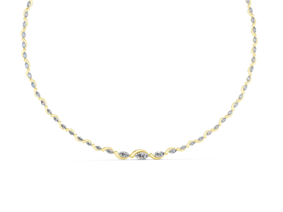 Yellow gold Marquise Diamond Riviera Necklace_8