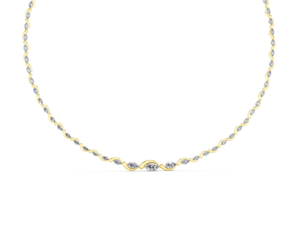 Yellow gold Marquise Diamond Riviera Necklace