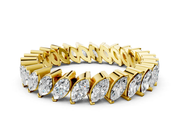 Yellow gold Marquise Diamond Shared Prong Full Eternity Band