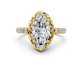 Yellow gold Marquise Diamond Solitaire Ring with Shared Prong Pavé Band_52