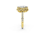 Yellow gold Marquise Diamond Solitaire Ring with Shared Prong Pavé Band_54