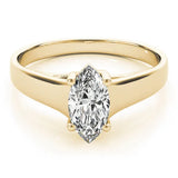 Yellow gold Marquise Diamond Solitaire Ring with Tapered Band and Prong Setting 1
