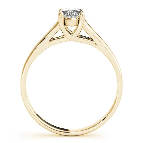 Yellow gold Marquise Diamond Solitaire Ring with Tapered Band and Prong Setting
