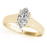 Yellow gold Marquise Diamond Solitaire Ring with Tapered Band and Prong Setting