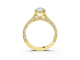 Yellow gold Marquise Diamond Solitaire with Pave Band and Six-Prong Setting_43