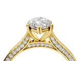 Yellow gold Marquise Diamond Solitaire with Pave Band and Six-Prong Setting_44