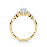 10K Yellow Gold 1.03 Carat F VVS2 Marquise Diamond Solitaire with Side Stones on a White Gold Band and Four-Prong Setting