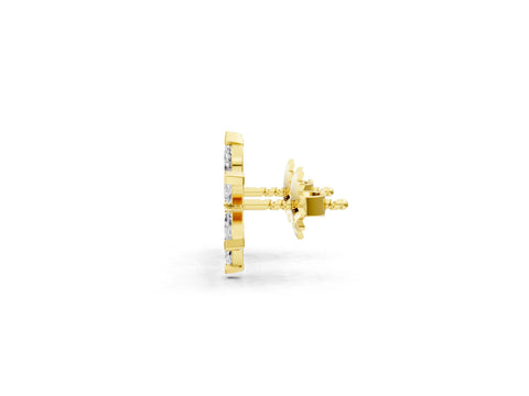 Yellow gold Marquise Diamond Sunflower Stud Earrings_13