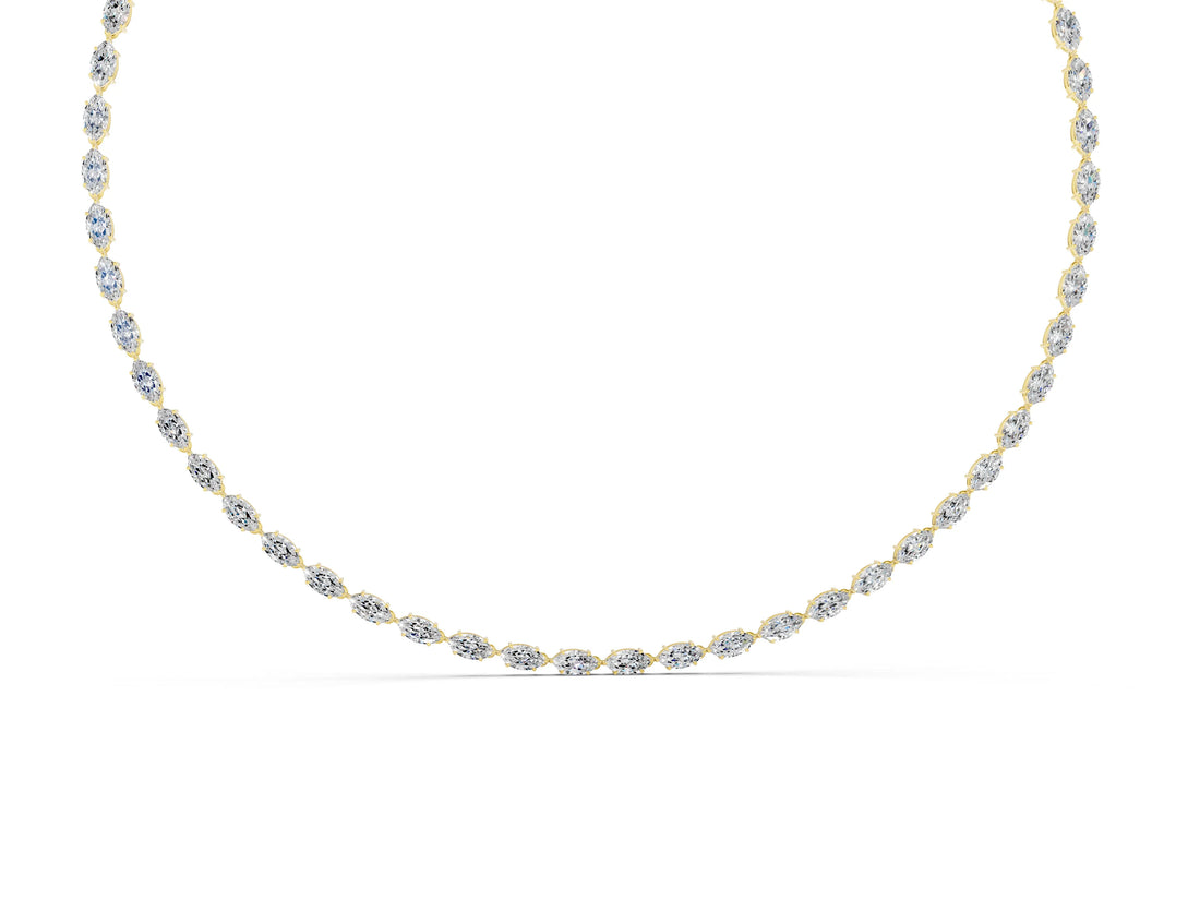 Yellow gold Marquise Diamond Tennis Necklace_4