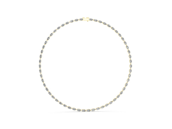 Yellow gold Marquise Diamond Tennis Necklace