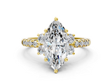 Yellow gold Marquise Diamond Three-Stone Pave Band with Four-Prong Setting_32