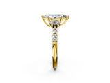 Yellow gold Marquise Diamond Three-Stone Pave Band with Four-Prong Setting_34