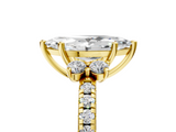 Yellow gold Marquise Diamond Three-Stone Pave Band with Four-Prong Setting_37