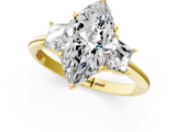 Yellow gold Marquise Diamond Three-Stone Ring with Trapezoid Side Stones and Prong Setting_24