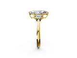 Yellow gold Marquise Diamond Three-Stone Ring with Trapezoid Side Stones and Prong Setting_25