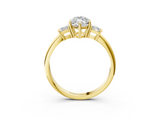 Yellow gold Marquise Diamond Three-Stone Ring with Trapezoid Side Stones and Prong Setting_26