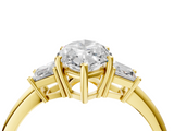 Yellow gold Marquise Diamond Three-Stone Ring with Trapezoid Side Stones and Prong Setting_27
