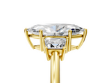 Yellow gold Marquise Diamond Three-Stone Ring with Trapezoid Side Stones and Prong Setting_28
