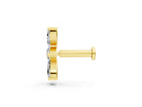 10K Yellow Gold 0.36 Carat E-F VVS-VS Marquise Diamond Trio Flatback Earring