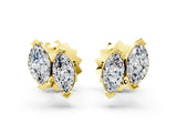 Yellow gold Marquise Diamond Two Stone Stud Earrings_58
