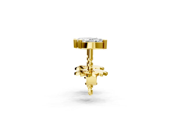 Yellow gold Marquise Diamond Two Stone Stud Earrings