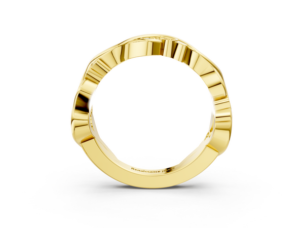 Yellow gold Marquise Diamond Vine Eternity Band with Bezel Setting