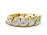 Yellow gold Marquise Diamond Wave Band with Channel Setting_21