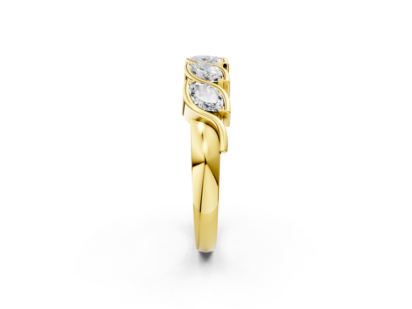 Yellow gold Marquise Diamond Wave Band with Channel Setting