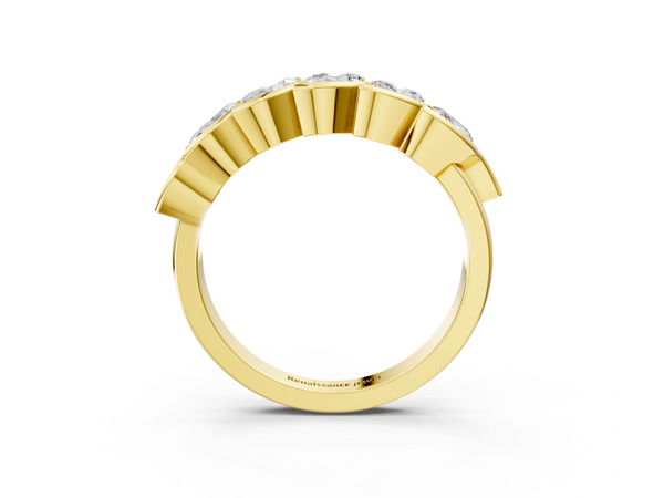Yellow gold Marquise Diamond Wave Band with Channel Setting