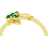 Yellow gold Marquise Emerald Cluster Bypass Ring with Prong Setting_10