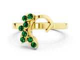 Yellow gold Marquise Emerald Cluster Bypass Ring with Prong Setting_6