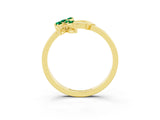 Yellow gold Marquise Emerald Cluster Bypass Ring with Prong Setting_9