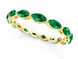 Yellow gold Marquise Emerald Eternity Band with U-Prong Setting_13