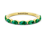 Yellow gold Marquise Emerald Half Eternity Band with Prong Setting_28