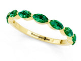 Yellow gold Marquise Emerald Half Eternity Band with Prong Setting_29