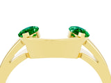Yellow gold Marquise Emerald Open Band Ring with Tension Setting_10