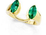 Yellow gold Marquise Emerald Open Band Ring with Tension Setting_7