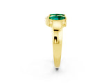 Yellow gold Marquise Emerald Open Band Ring with Tension Setting_8