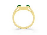 Yellow gold Marquise Emerald Open Band Ring with Tension Setting_9