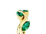 Yellow gold Marquise Emerald Twisted Band with Prong Setting_11