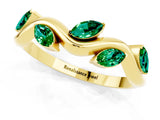 Yellow gold Marquise Emerald Twisted Band with Prong Setting_7