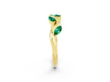 Yellow gold Marquise Emerald Twisted Band with Prong Setting_8