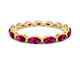 Yellow gold Marquise Garnet Eternity Band with U-Prong Setting_12