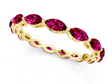 Yellow gold Marquise Garnet Eternity Band with U-Prong Setting_13