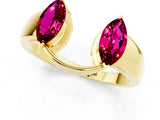 Yellow gold Marquise Garnet Open Band Ring with Tension Setting_7