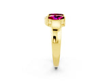 Yellow gold Marquise Garnet Open Band Ring with Tension Setting_8
