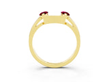 Yellow gold Marquise Garnet Open Band Ring with Tension Setting_9