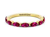 Yellow gold Marquise Garnet Prong Set Half-Eternity Band_6